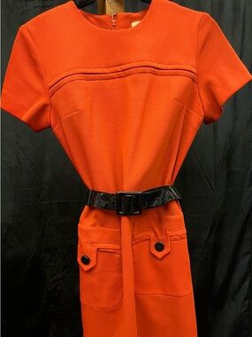 VTG 60s David Smith Red Mod Shift Dress w/ Patent Belt
